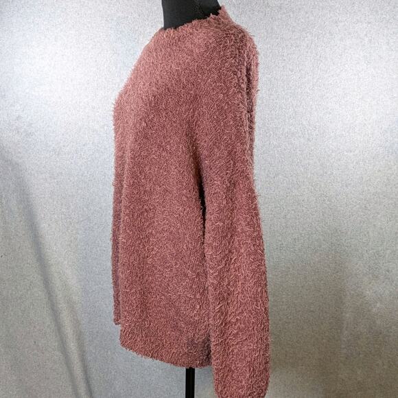 Ivy & Main Sweater L Pink Fuzzy Soft Knit Long Sleeve Open Back Round Neck Chic - Picture 12 of 13